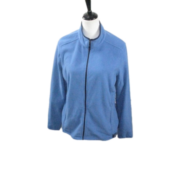 L.L. Bean Blue Zip Front Long Sleeve Fleece Size Large - Picture 1 of 4